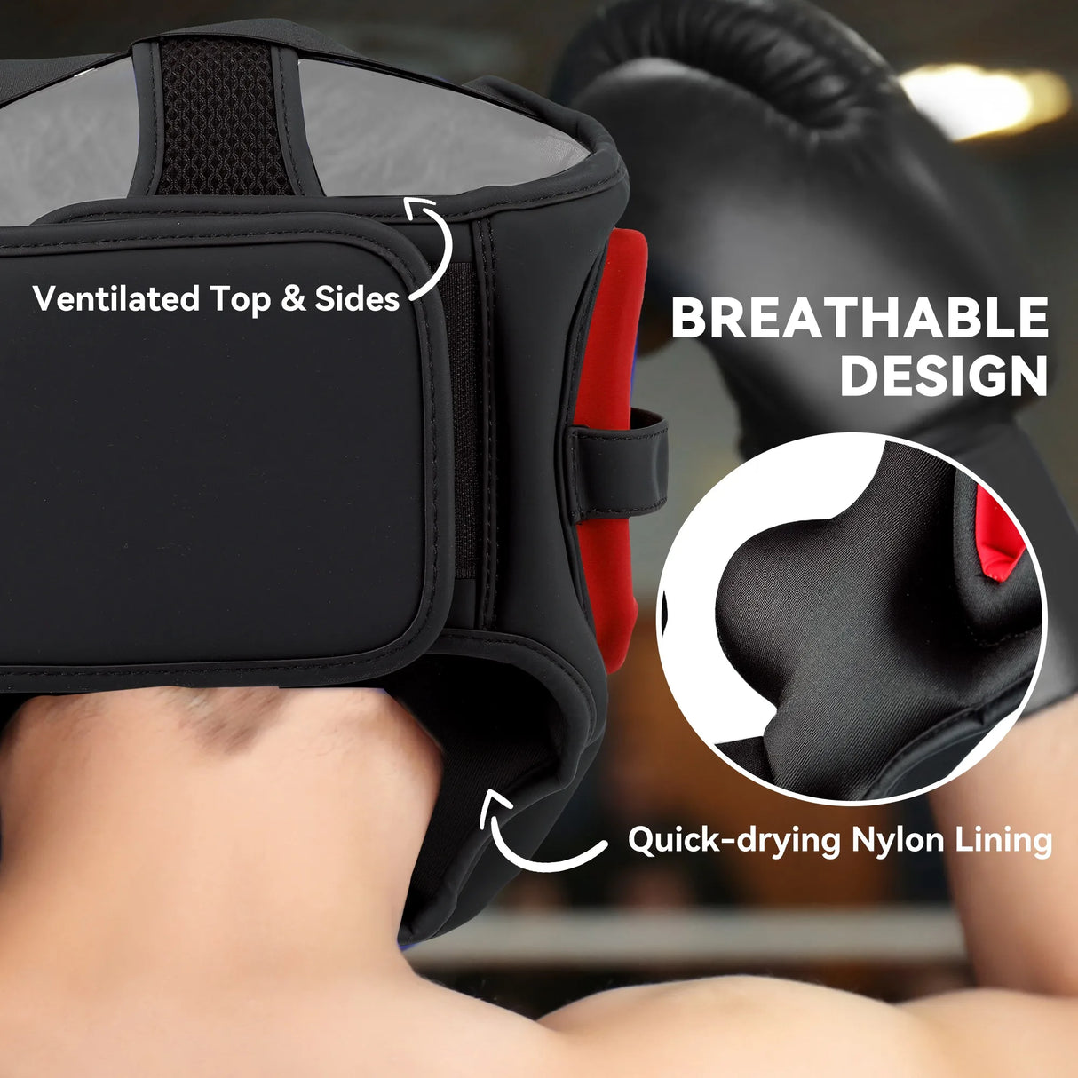 SPORTNOW Boxing Headguard w/ Adjustable Strap for Sparring, Kickboxing, MMA, Red/Black