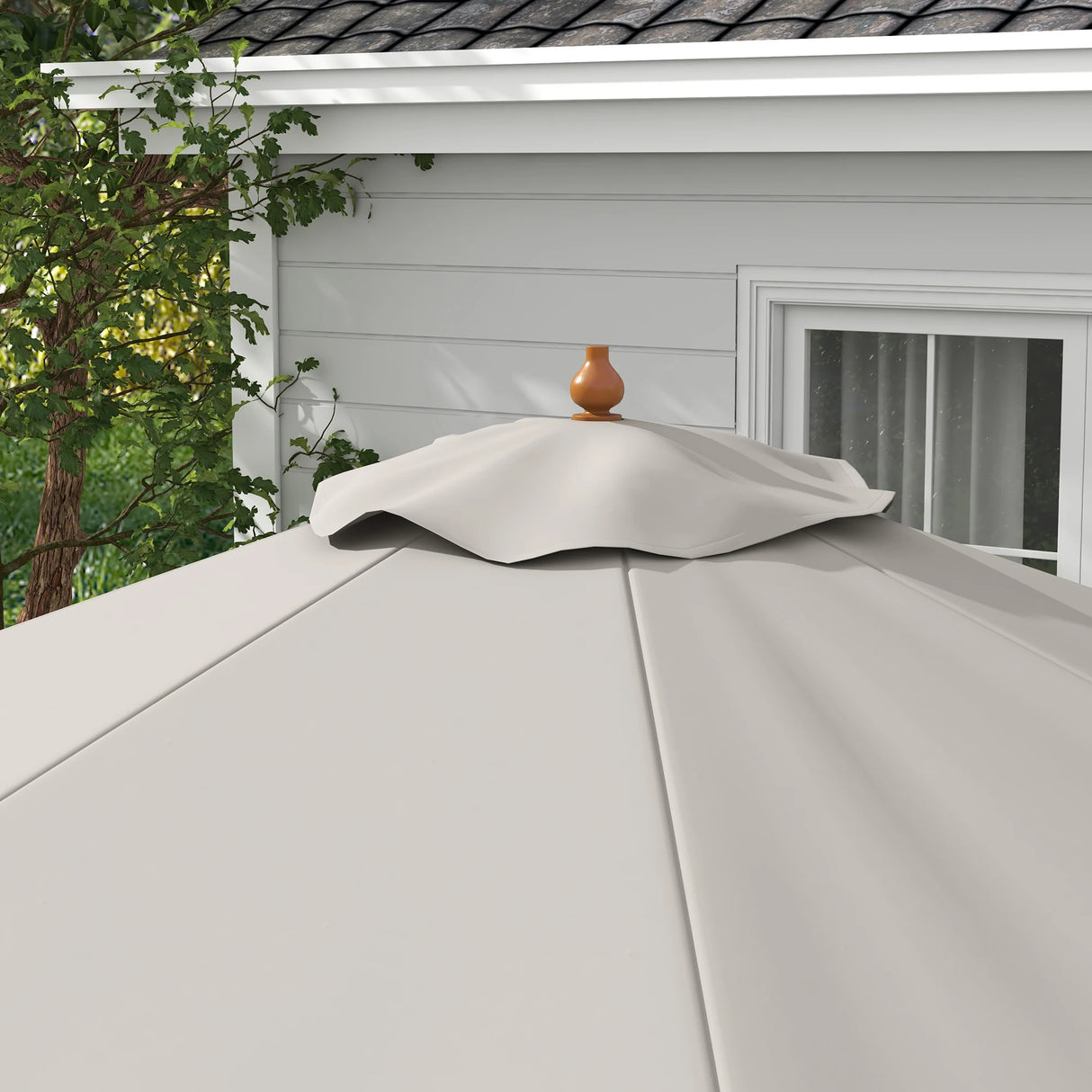 Outsunny 3.3m Elegant Wooden Parasol - Grey