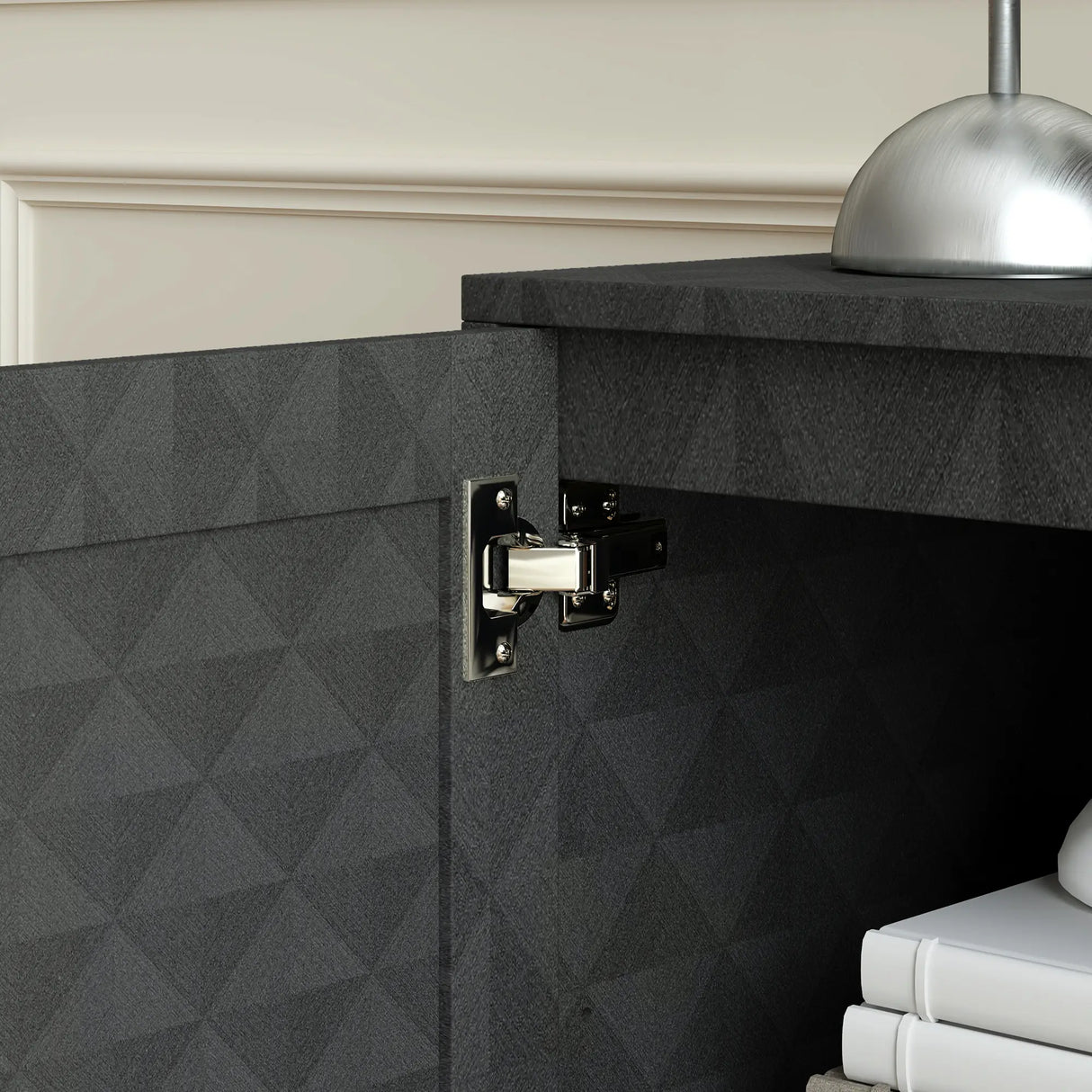 HOMCOM Modern Sideboard, Freestanding Sideboard Storage Cabinet with Adjustable Shelf and 2 Doors for Living Room, Grey