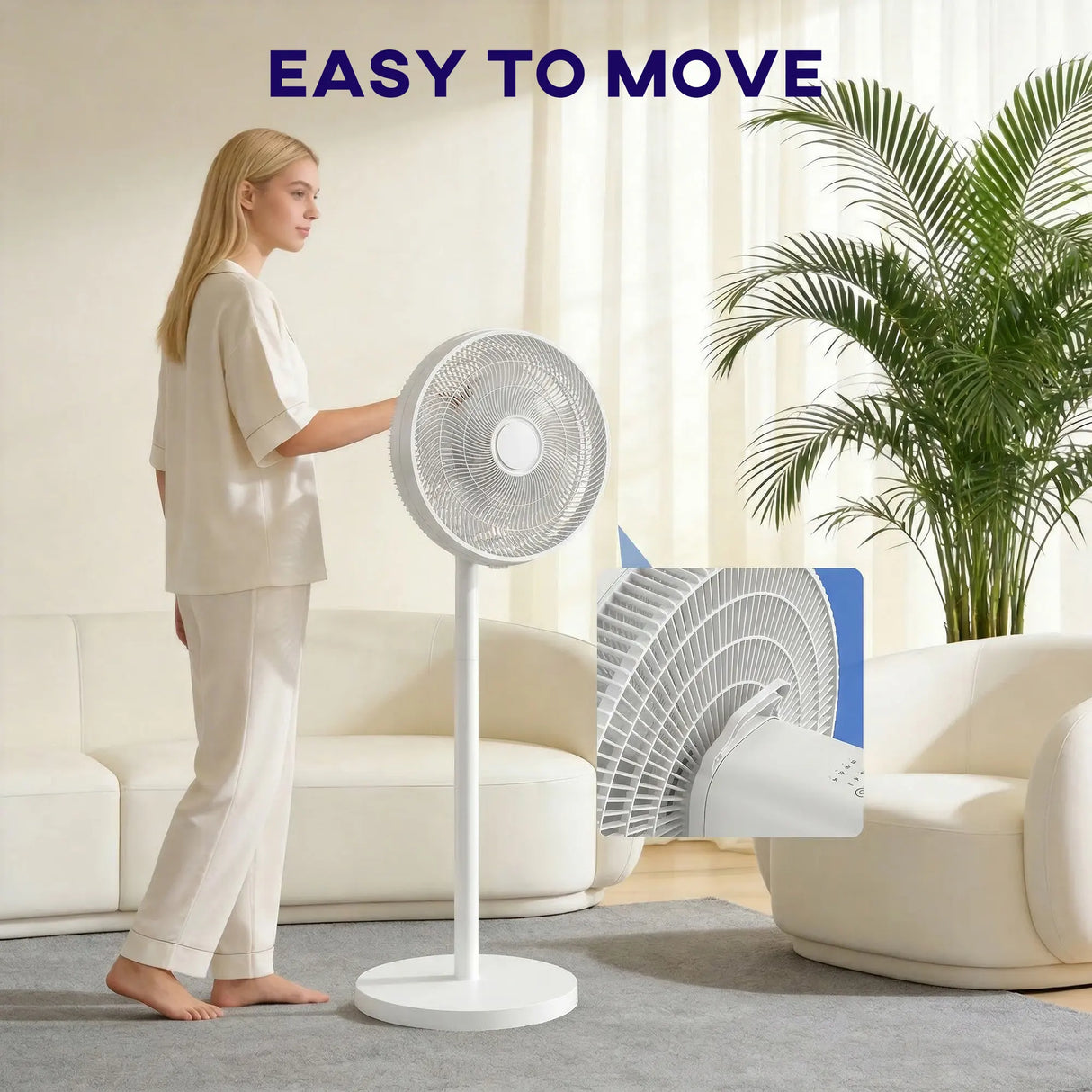 HOMCOM 40 cm Standing Fan, Cooling Floor Fan with 80 Oscillating, Adjustable Tilt and Height, 4 Speed, Remote Control, White