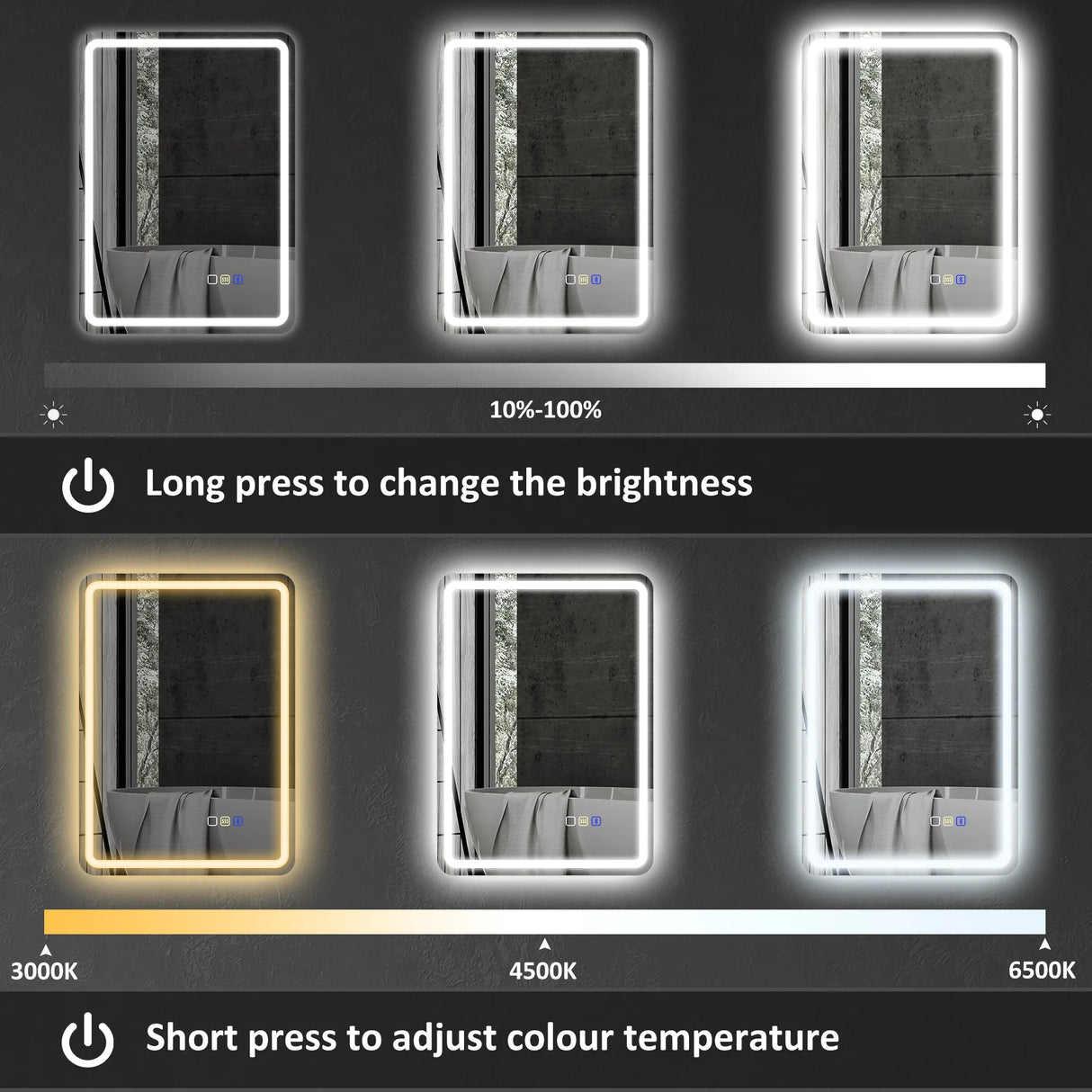 HOMCOM 70 x 50 cm Bluetooth Bathroom Mirror - Silver-Tone