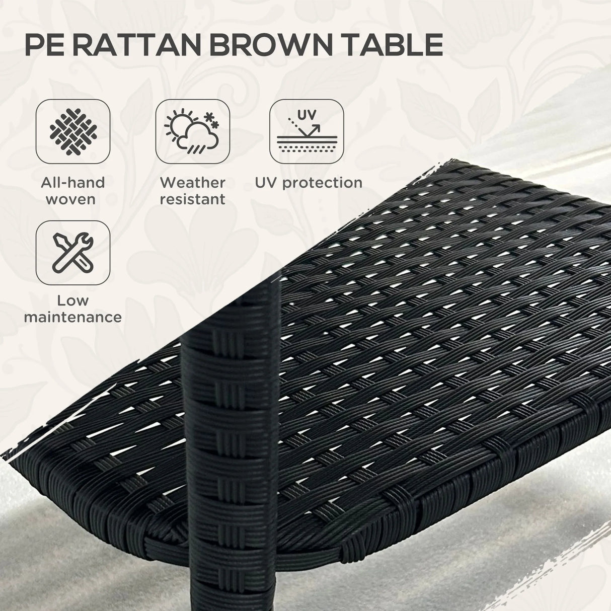 Outsunny Two-tier PE Rattan Square Coffee Table - Black