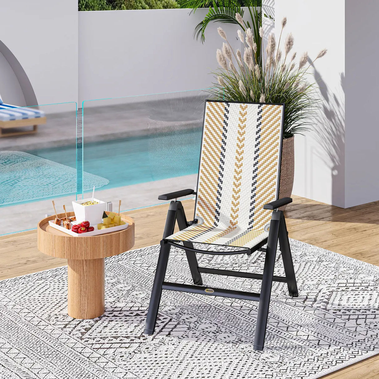 Outsunny Rattan Reclining Garden Chairs - Orange