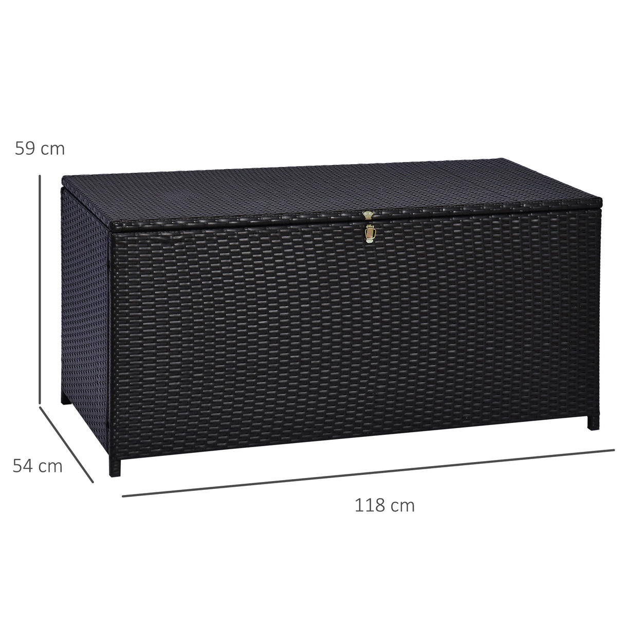 Outsunny 284 L Rattan Garden Storage Box, Outdoor Garden Storage Box with Gas Lift and Lockable Lid, Outdoor Wicker Rattan Chest Container for Garden Tools, 118 x 54 x 59 cm, Dark Brown