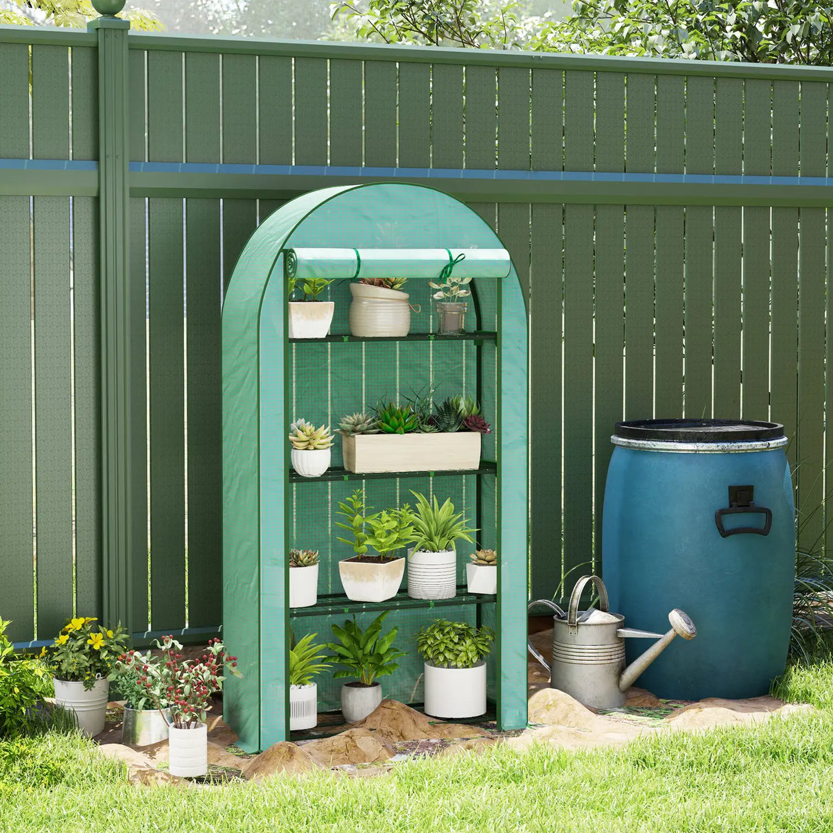 Outsunny Four Shelf Mini Greenhouse - Green