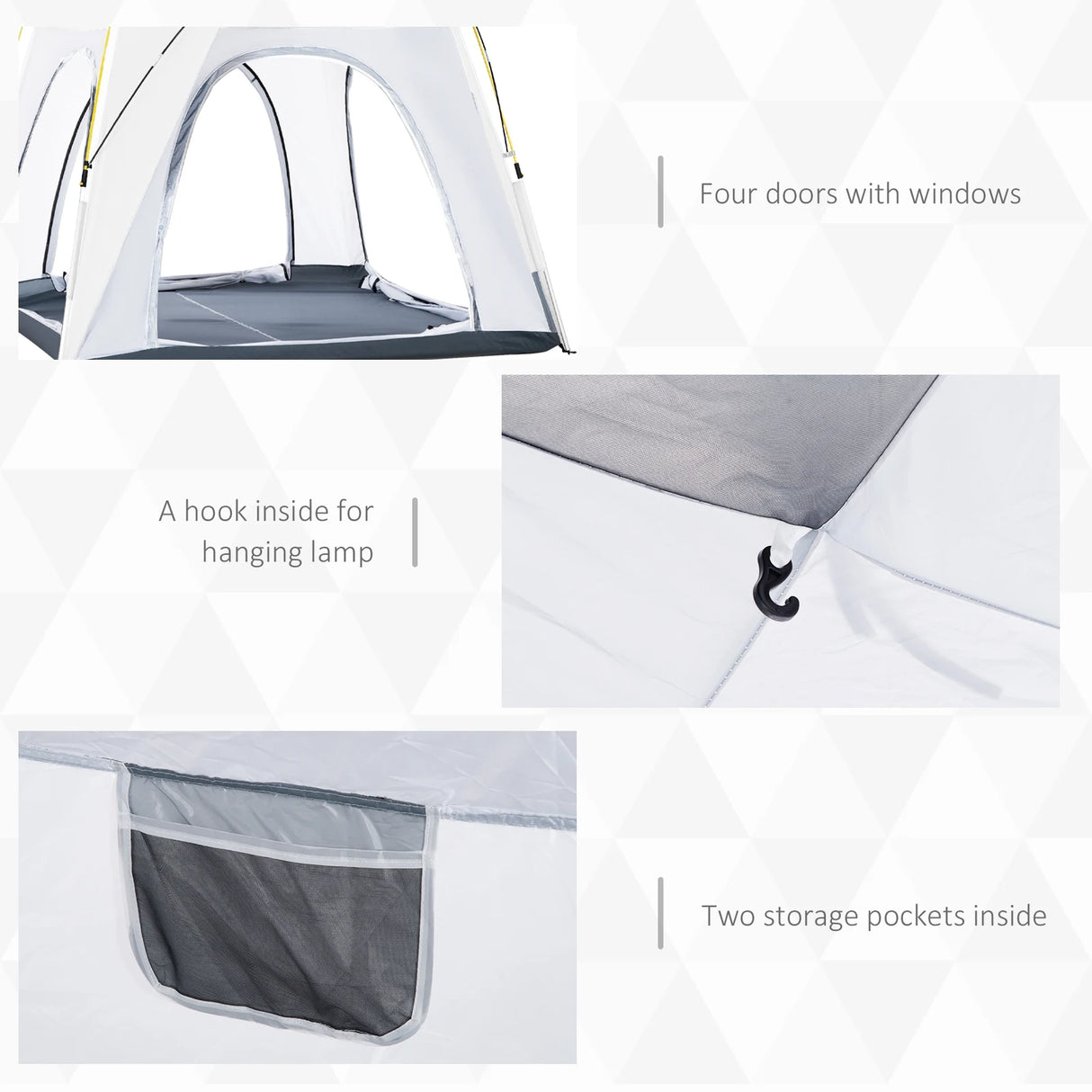 Outsunny 4 Person Automatic Camping Tent, Outdoor Pop Up Tent, Portable Backpacking Dome Shelter, Light Grey