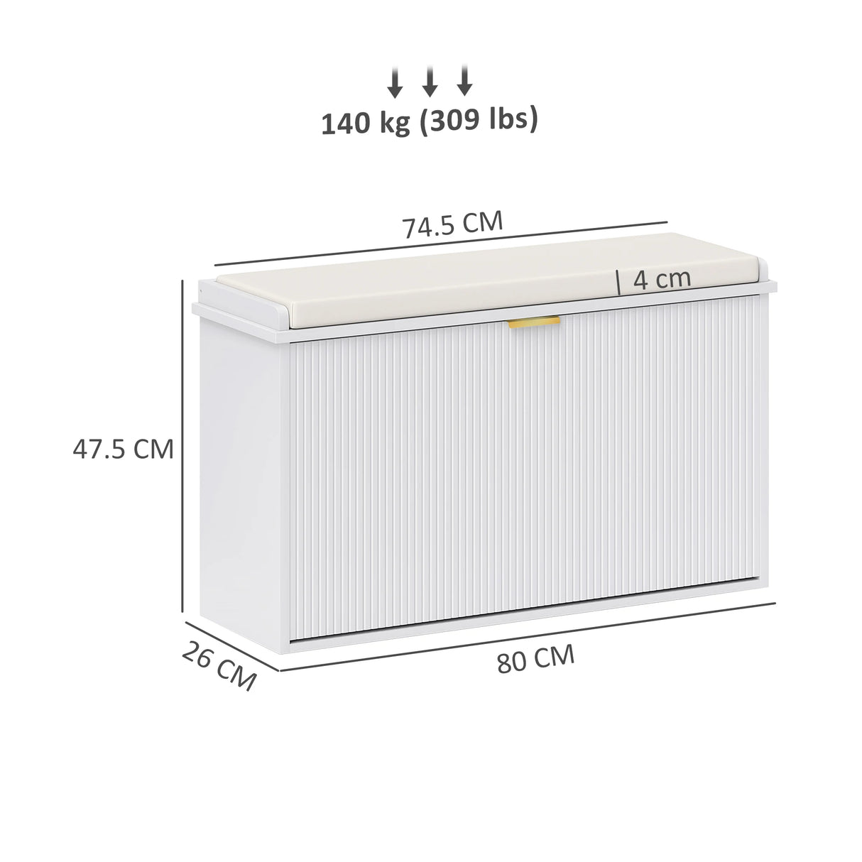 HOMCOM Elegant Eight Shoe Bench, with Top Seat - White