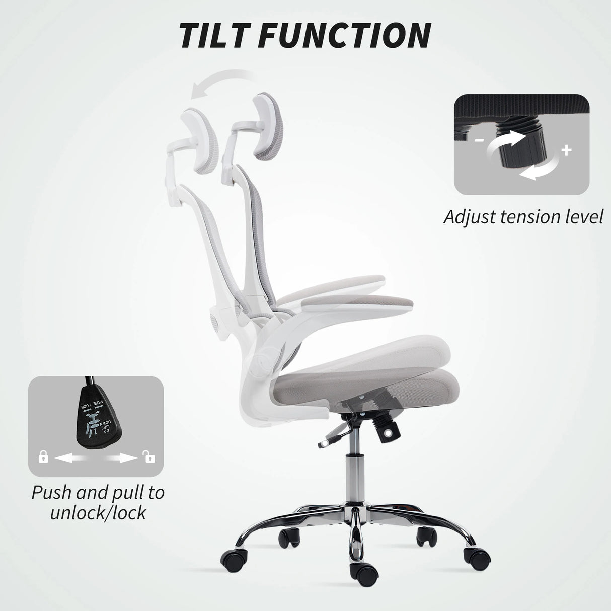 HOMCOM Mesh Back Office Chair, with Lumbar Support - Grey