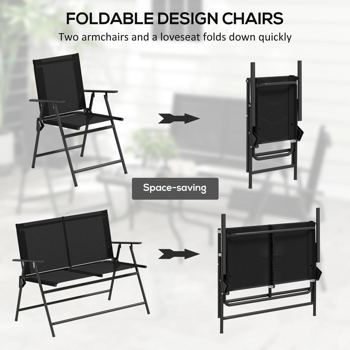 Outsunny Four-Piece Metal Garden Sofa Set - Black