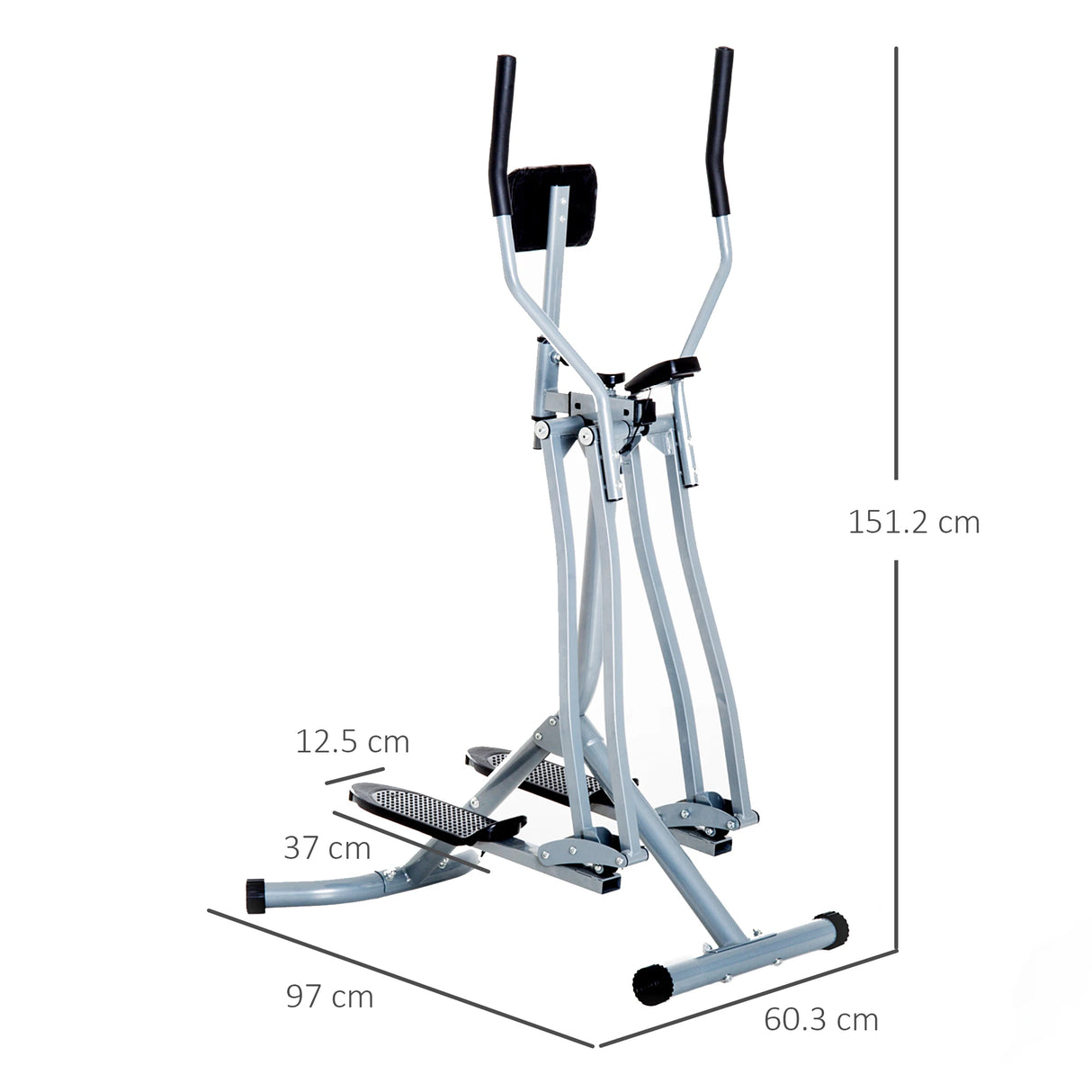HOMCOM Air Walker Glider, Cross Trainer Fitness Machine, with LCD, for Home Gym, Grey