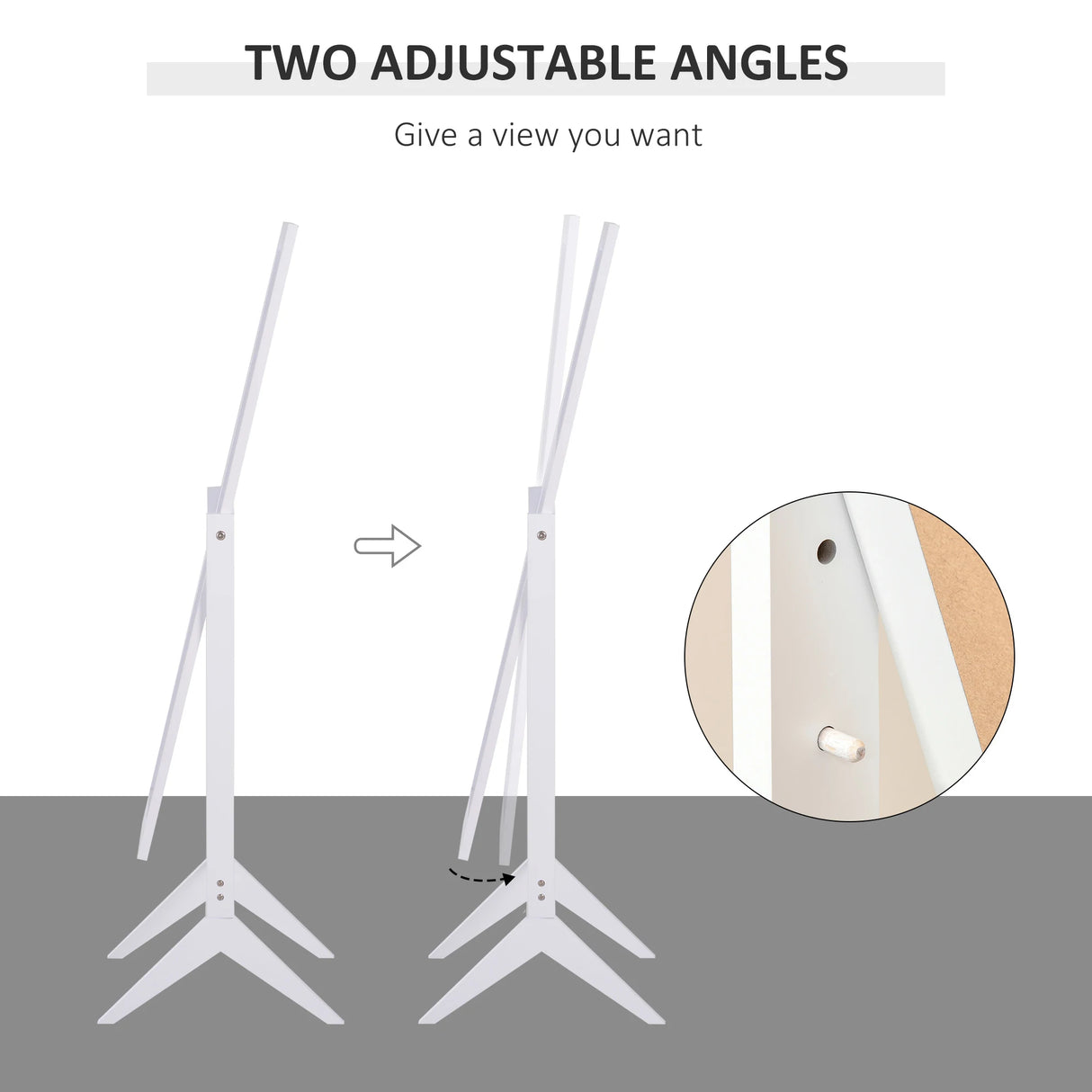 HOMCOM Full Length Mirror, Freestanding Adjustable Angle Dressing Mirror for Bedroom, Living Room, 148 x 47 cm, White