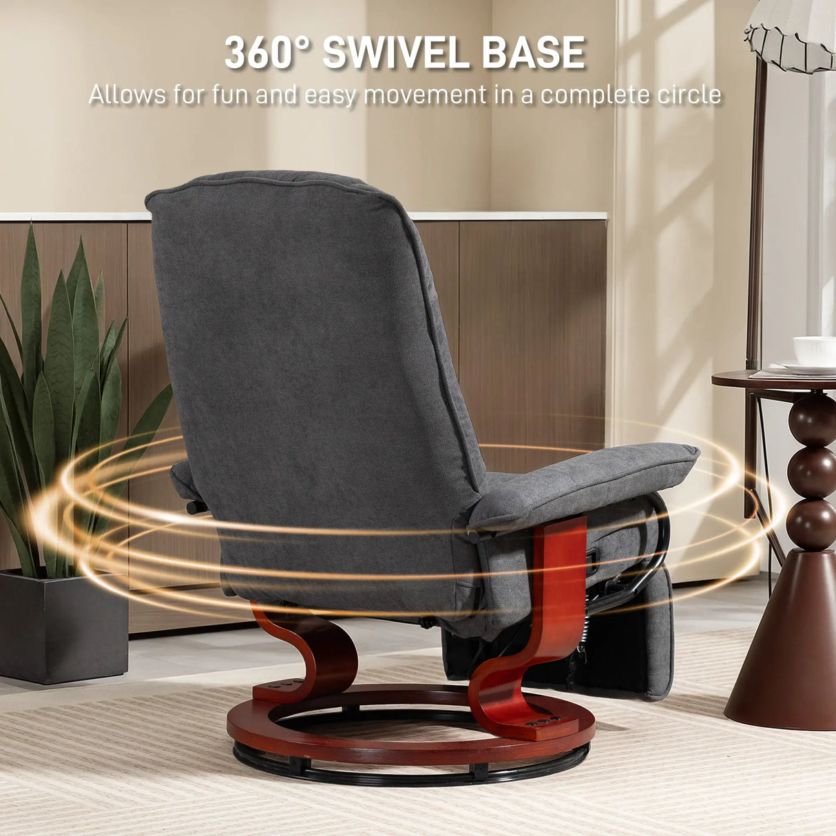 HOMCOM Reclining Swivel Chair, with Footrest - Grey