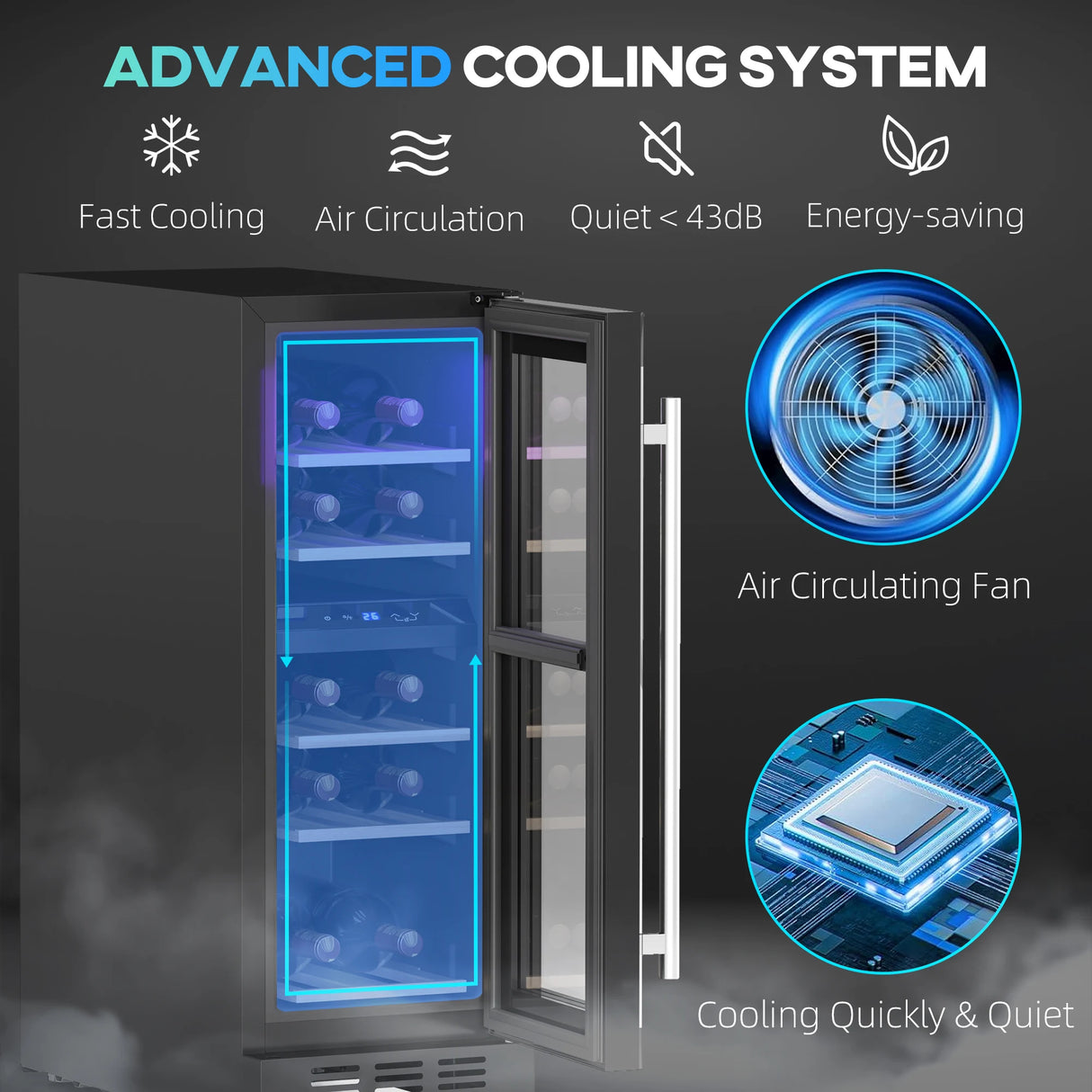 HOMCOM 16 Bottle Dual Zone 5-18 Wine Fridge - Black