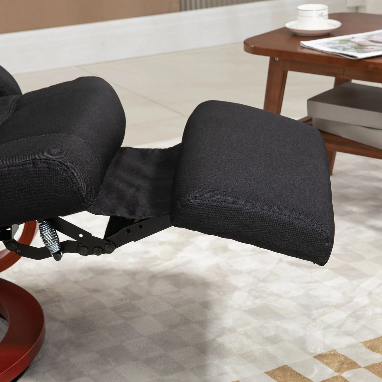 HOMCOM 135 Manual Reclining Swivel Chair, with Footrest - Black