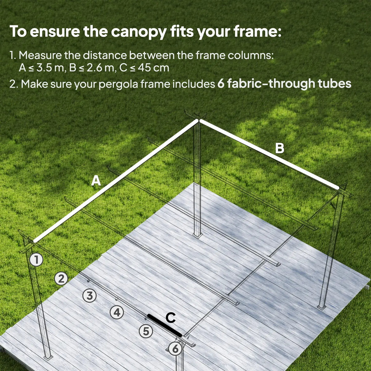 Outsunny Retractable Pergola Cover, 3.5 x 2.6 m Replacement Canopy Fabric for 4 x 3 m Frame, Roof Top Only, Tan
