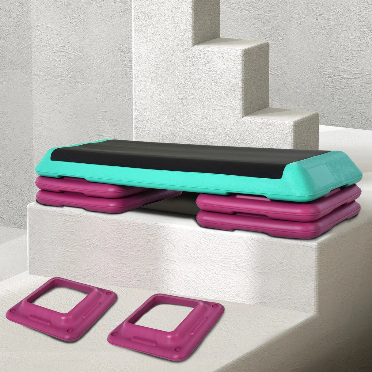 HOMCOM 3-Level Aerobic Step 10/15/20cm Steppers for Exercise Workout w/ Non-Slip Top Compact Stepper Home Office Indoor Outdoor Fitness Equipment