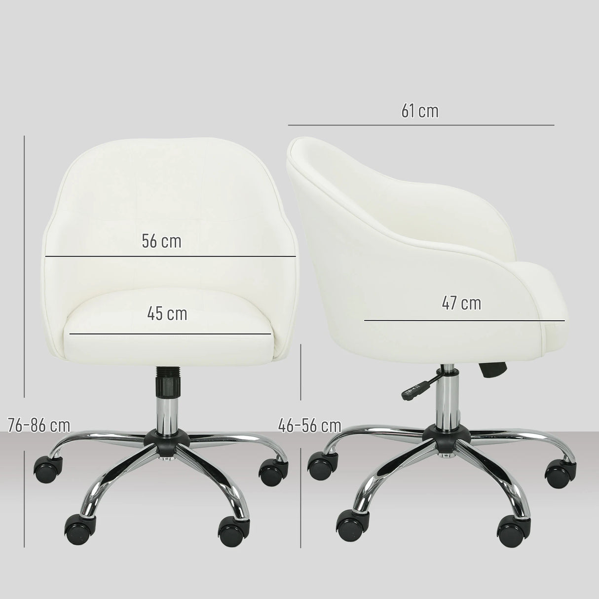 HOMCOM 46-56 cm Velvet-feel Office Chair - Cream