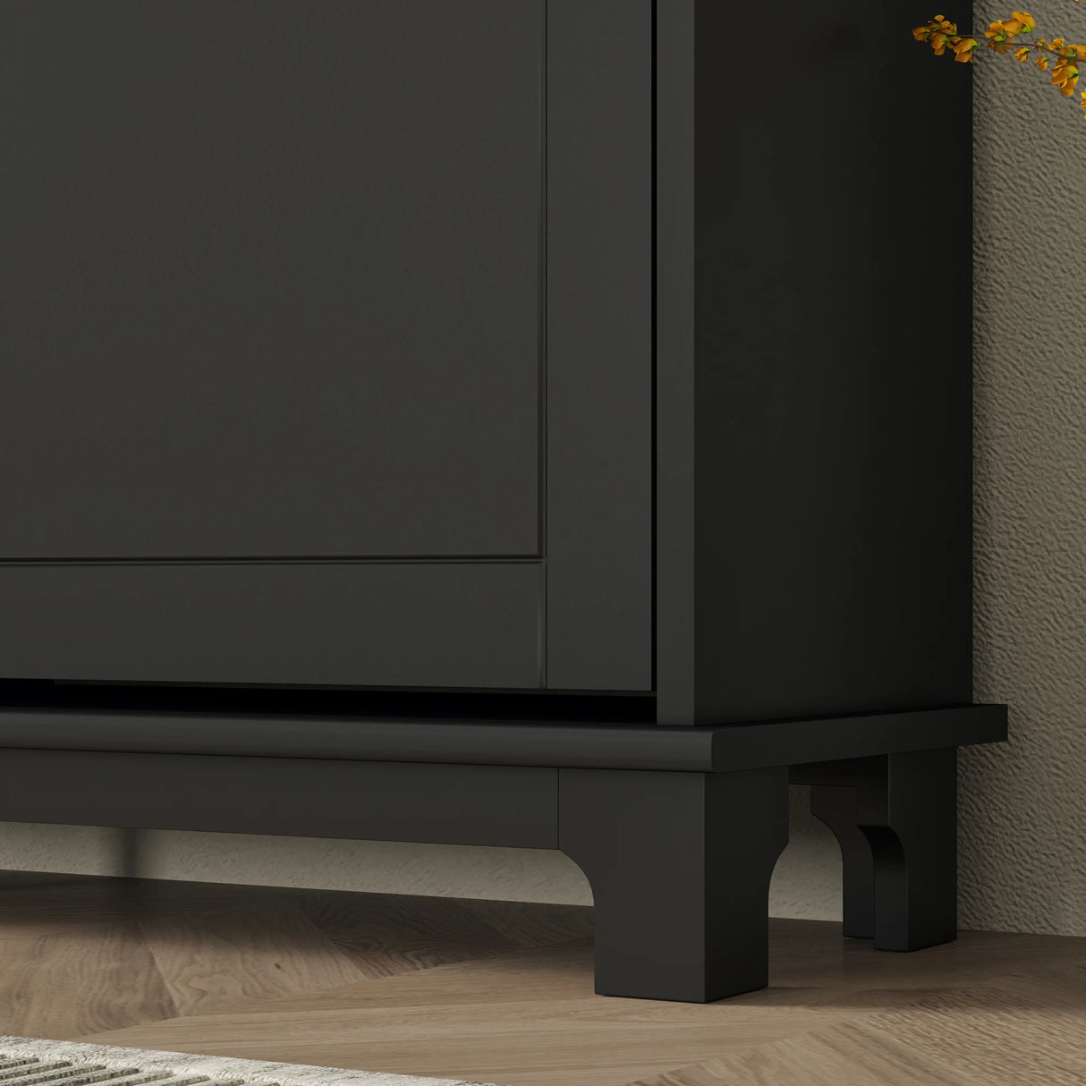 HOMCOM Narrow Shoe Storage Cabinet, Slim Shoe Cabinet with 4 Flip Drawers, Adjustable Shelves for 16 Pairs of Shoes, Black