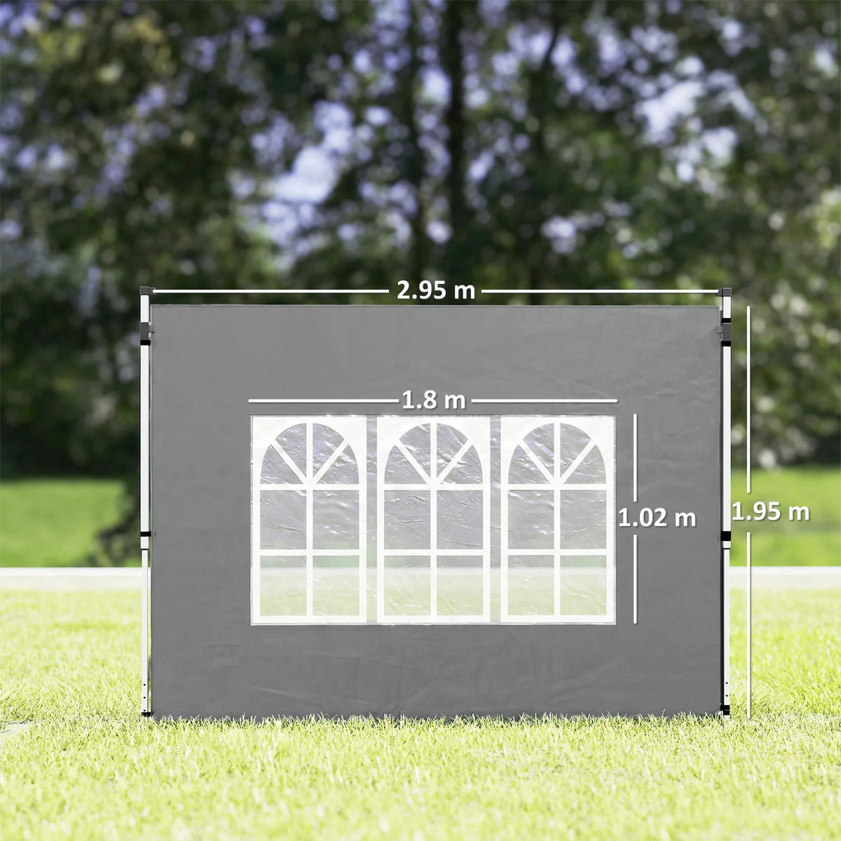 Outsunny Gazebo Side Panels, Sides Replacement with Window for 3x3(m) or 3x4m Pop Up Gazebo, 2 Pack, Dark Grey