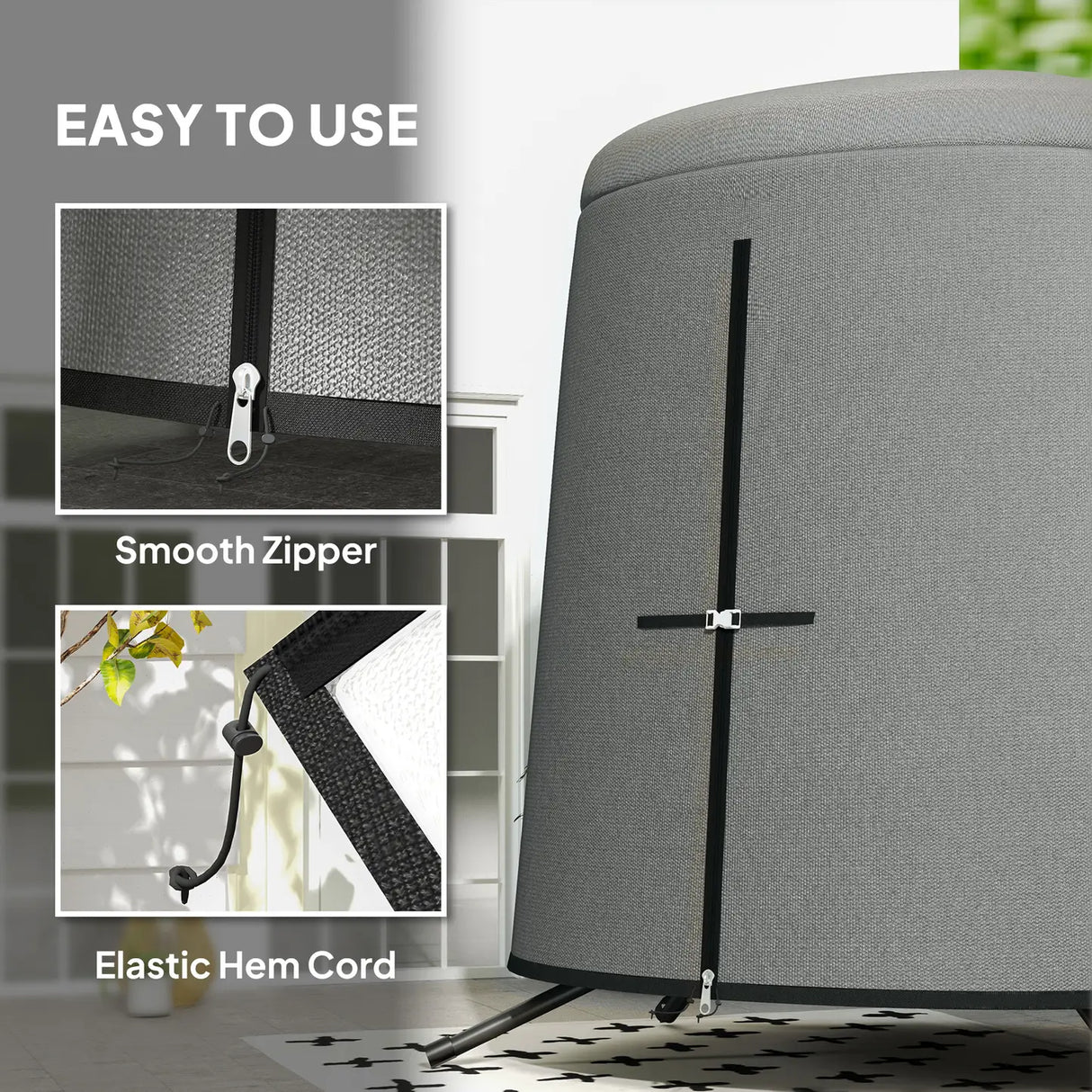 Outsunny 196 x 230 cm Hanging Egg Chair Protective Cover - Grey