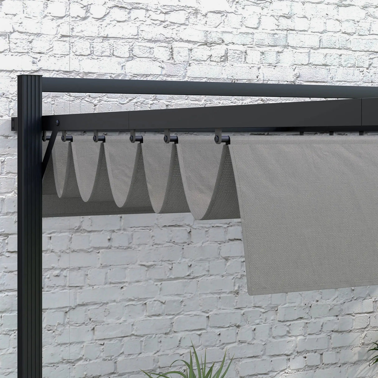 Outsunny Aluminium Pergola with Retractable Roof, 3x4m Garden Shelter for Patio Deck in, Dark Grey