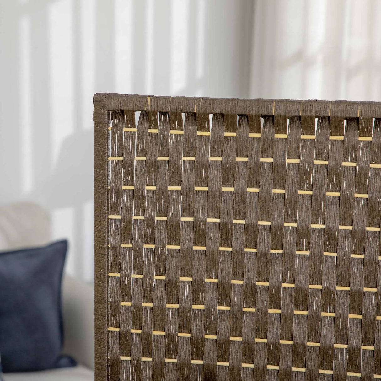 HOMCOM 4-Panel Room Dividers with Shelves, Wave Fibre Freestanding Folding Privacy Screen Panels, Partition Wall Divider for Indoor Bedroom Office, 180 cm, Brown