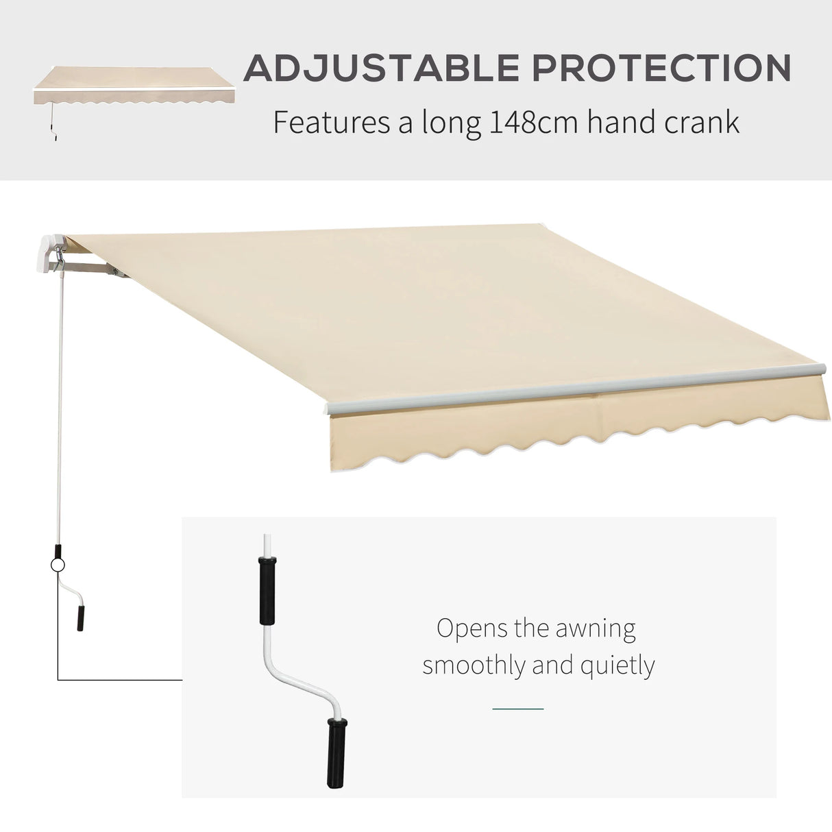Outsunny 3.5M x 2.5M Manual Awning Canopy Retractable Sun Shade Shelter for Garden Patio