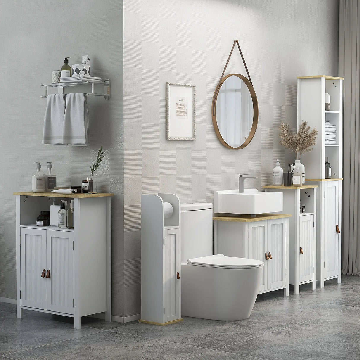 kleankin Slim Bathroom Storage Cabinet - White