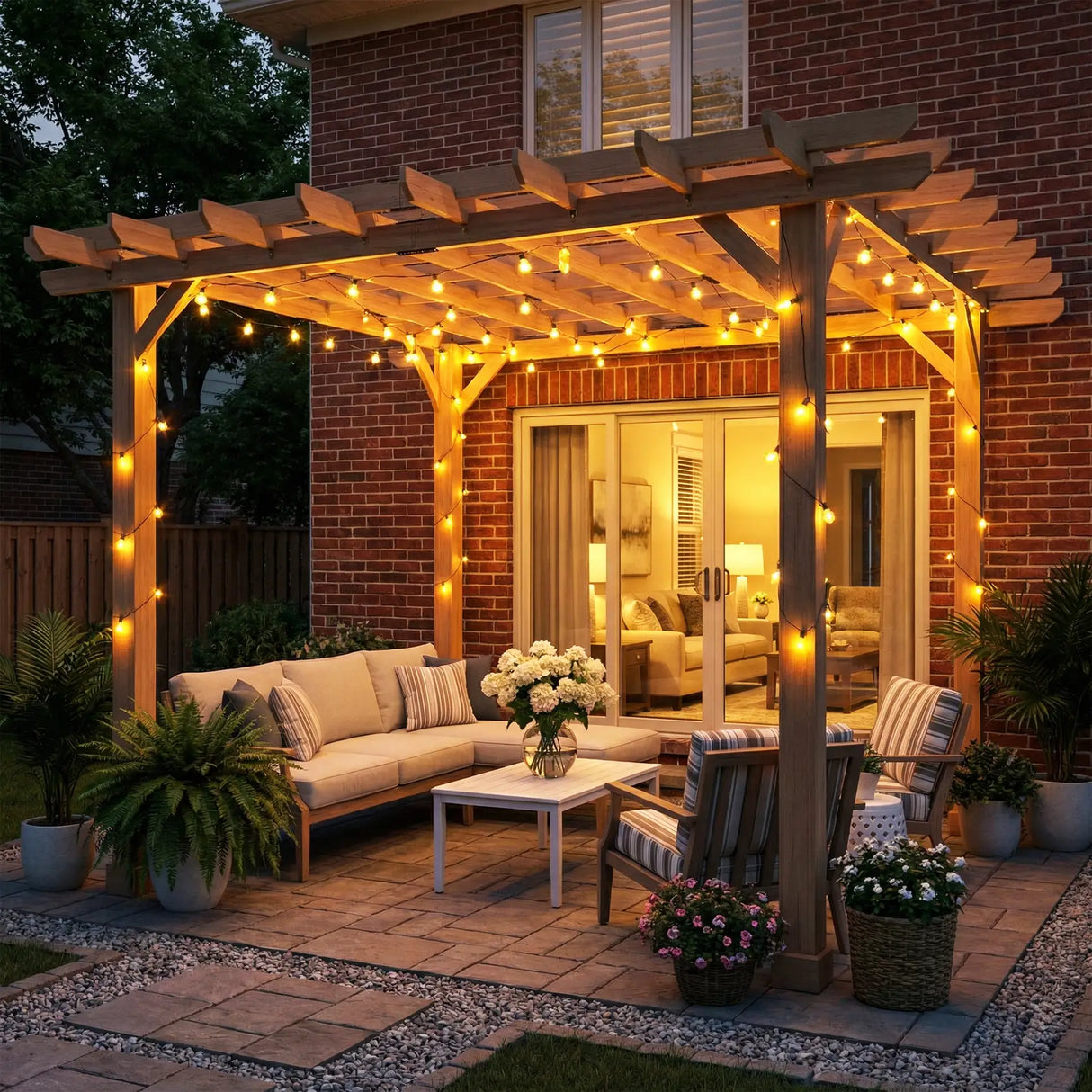 Outsunny Graden Pergola Kit, Wooden Pergola Gazebo Grape Trellis with Stable Structure, 3.6 x 3.6m, Dark Brown