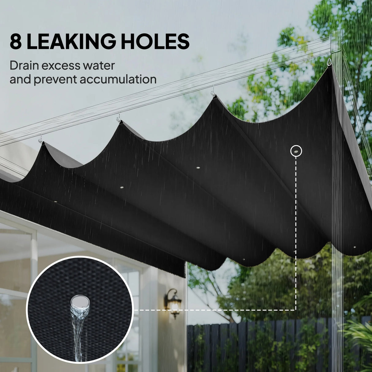 Outsunny Retractable Pergola Canopy Only, 3.92 x 3.5 m, UV30+ Replacement Canopy Cover for 4 x 3 m Pergola, Dark Grey