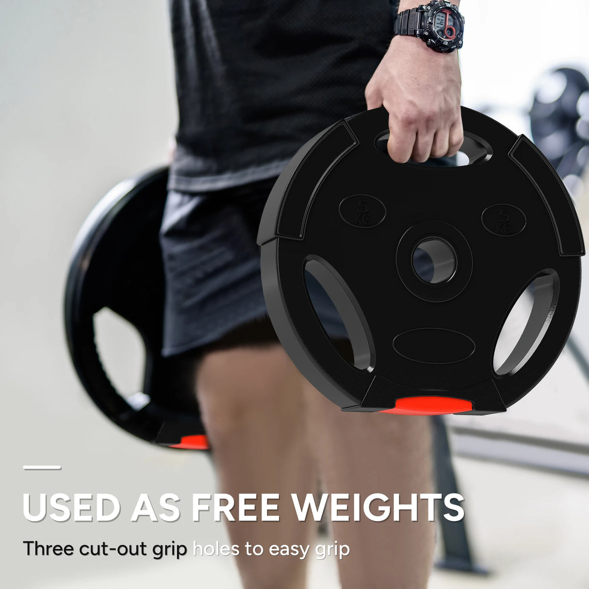 SPORTNOW Olympic Weight Plates Set, with Two 5kg and Two 2.5kg weights, Black