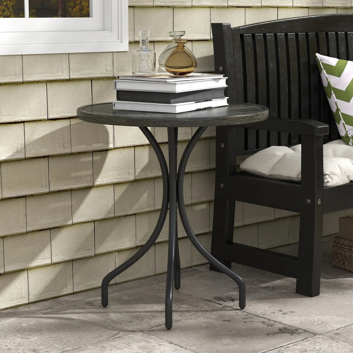 Outsunny 66cm Galvanised Steel Garden Table - Grey