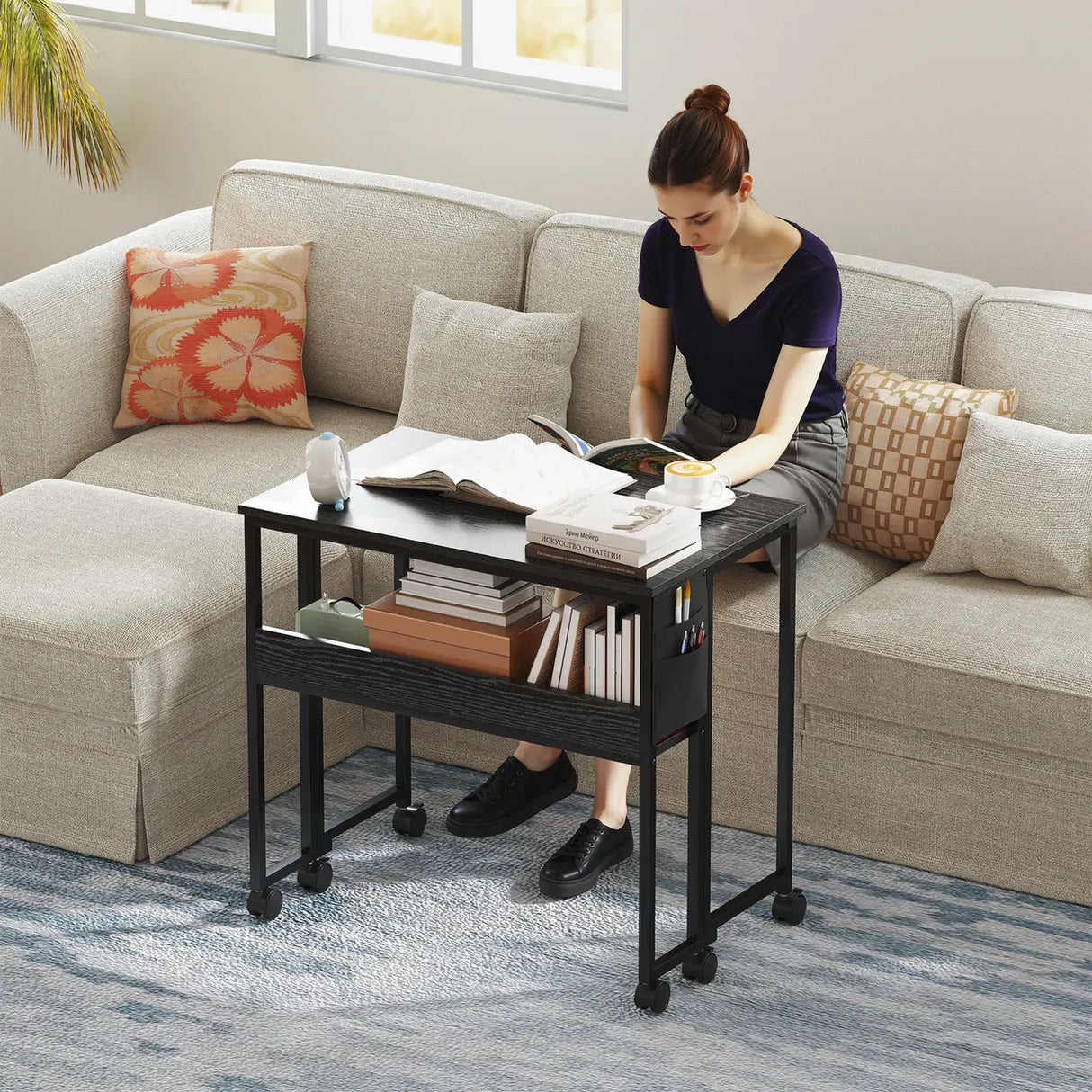 HOMCOM 80 cm Drop Leaf Writing Work Desk - Black