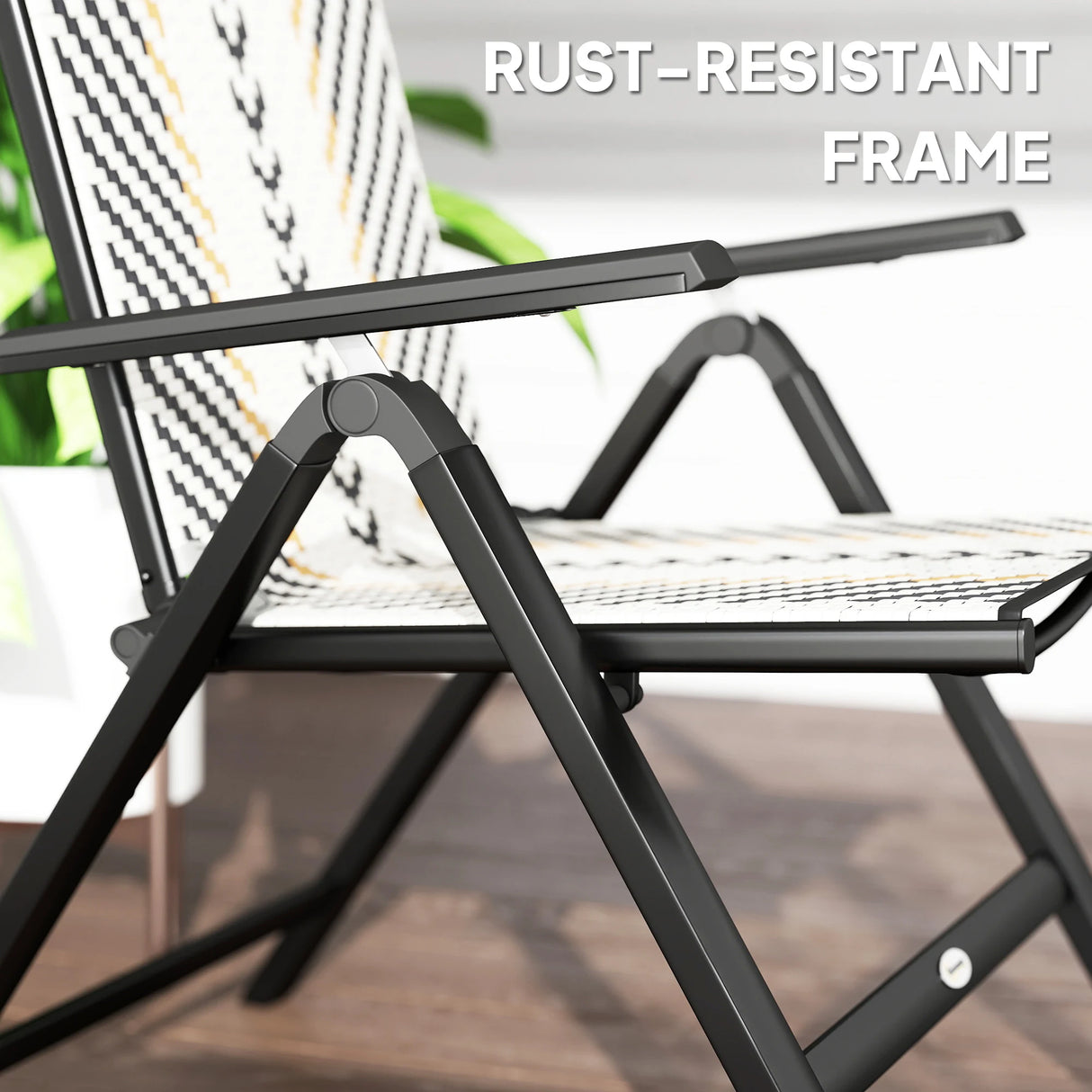 Outsunny Set of Two Rattan Reclining Garden Chairs - Multicolour