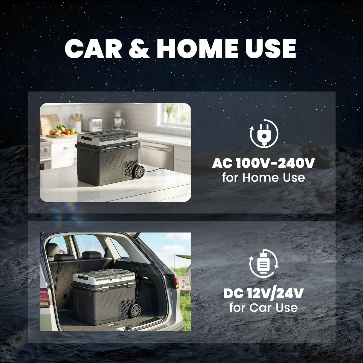 Outsunny 49L Compressor Car Fridge Freezer, Dual Zone Camping Refrigerator with App Control, Telescopic Handle, -20C-20C