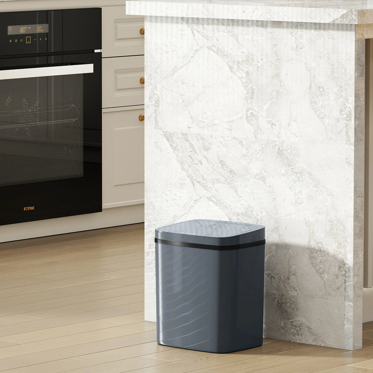 HOMCOM 15L Sensor Bin, Automatic Touchless Kitchen Bin, Easy Clean, Battery Operated for Home Office, Bedroom, Bathroom, Grey