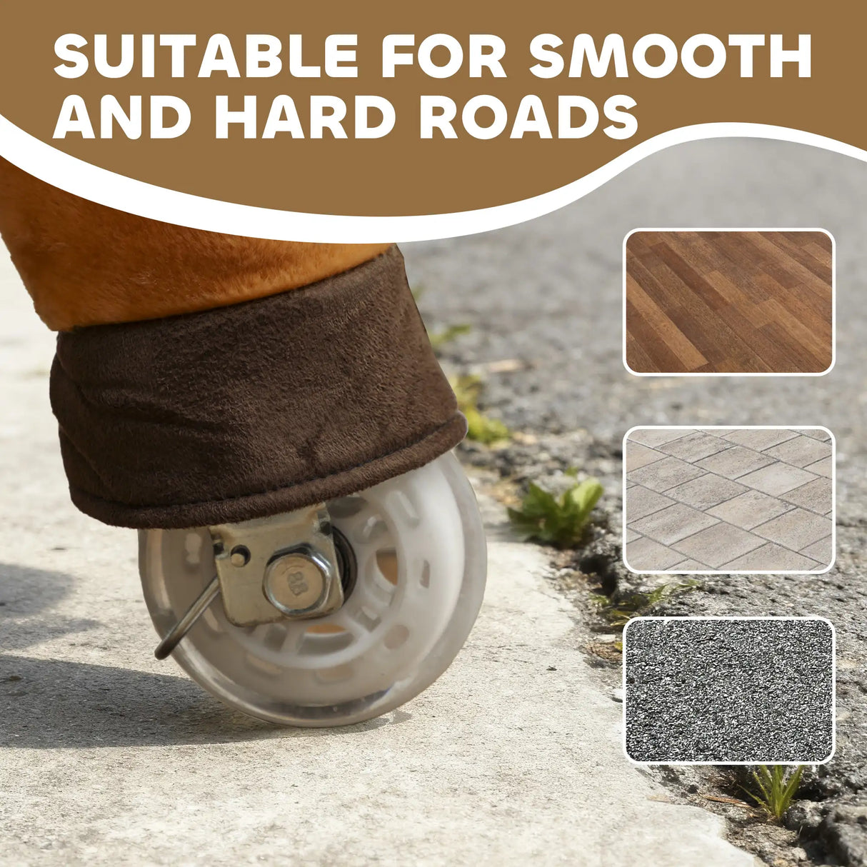 AIYAPLAY Ride On Horse, Plush Walking Horse Toy with Wheels and Saddle for Ages 3-5 Years Old, Dark Brown