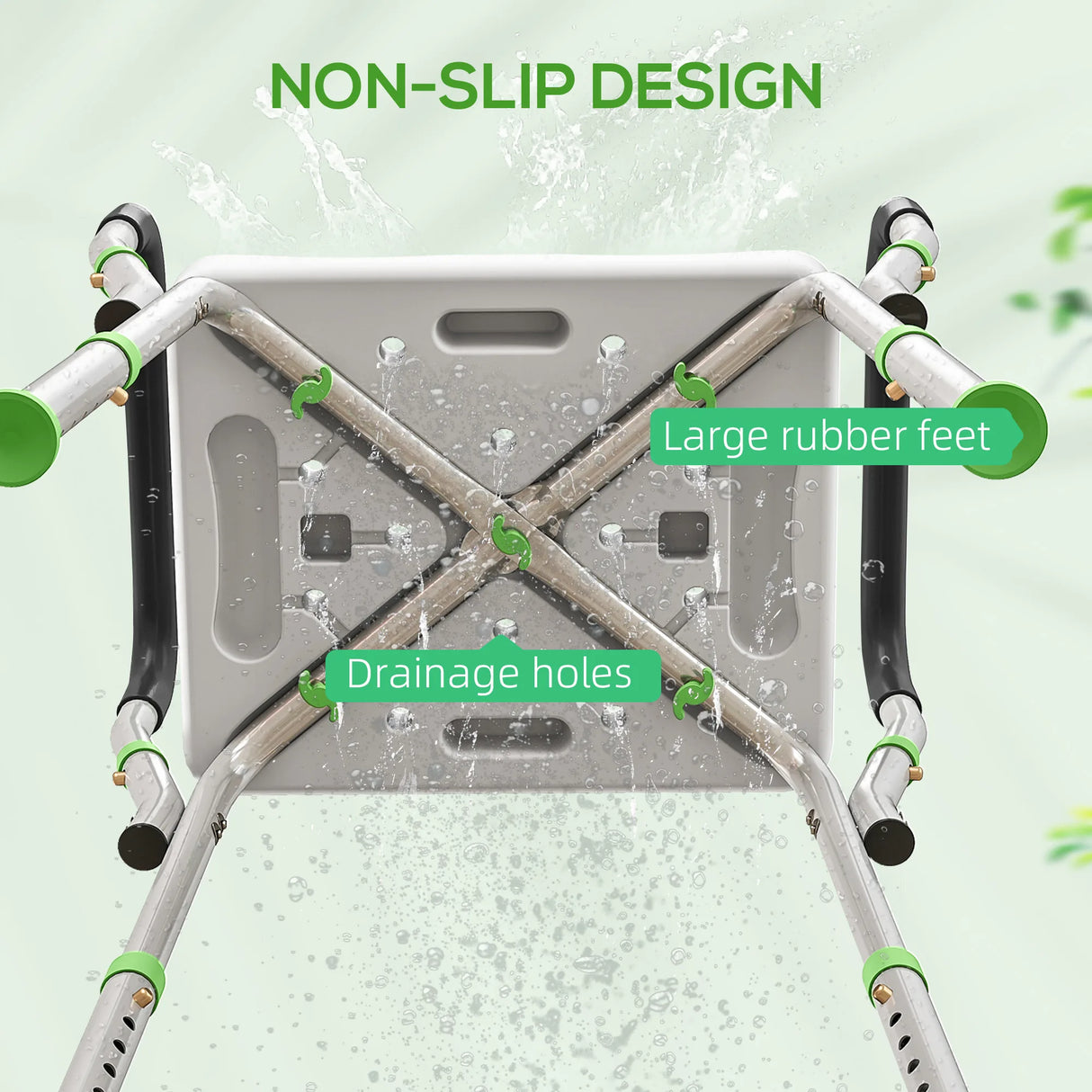 HOMCOM 57-69cm Aluminium Frame Bath Seat