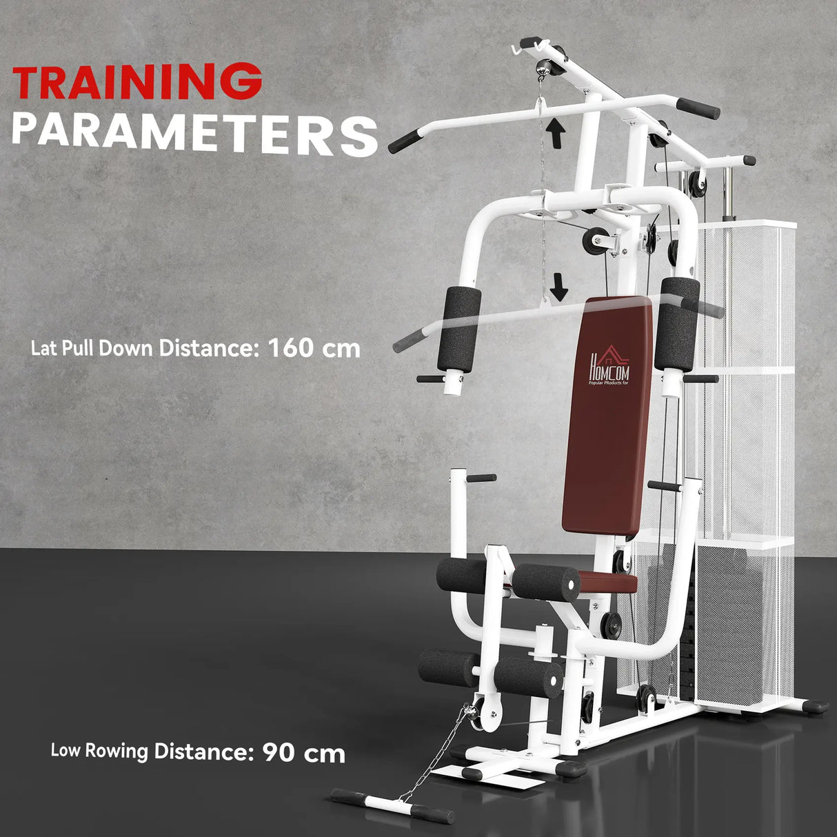 HOMCOM Multifunction Home Gym Weight Training Workout Station Fitness Strength Machine, White