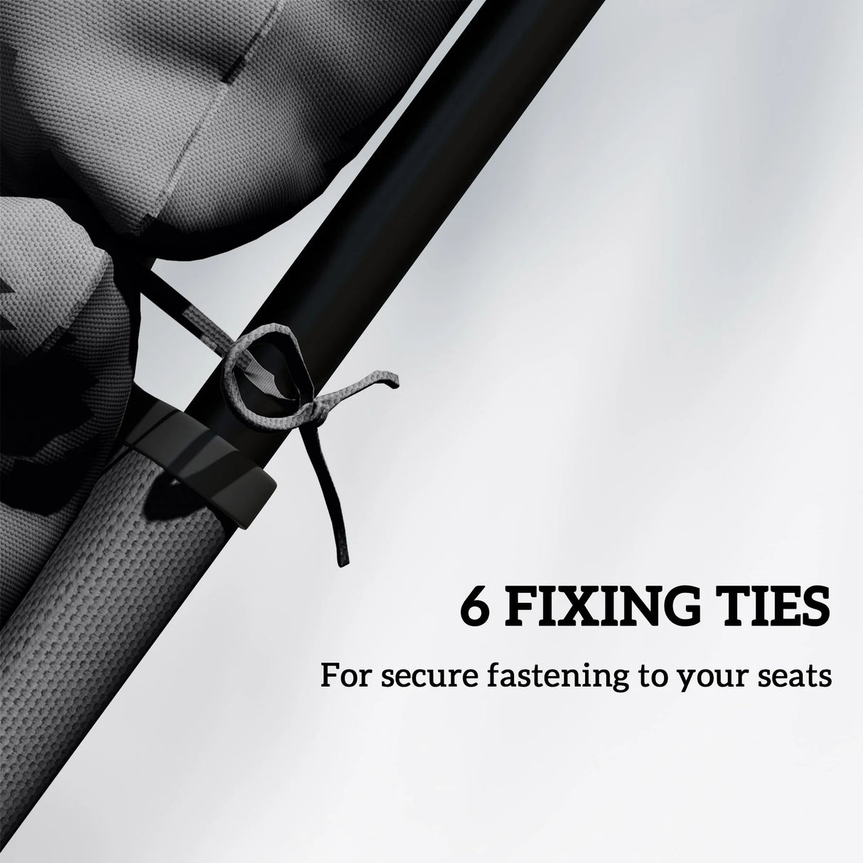 Outsunny Sun Lounger Cushions Only, 190x56x10cm Garden Lounge Chair Cushions, UPF20+ 220gsm Fabric, Thick Sunbed Replacement Pads with 6 Ties, Dark Grey