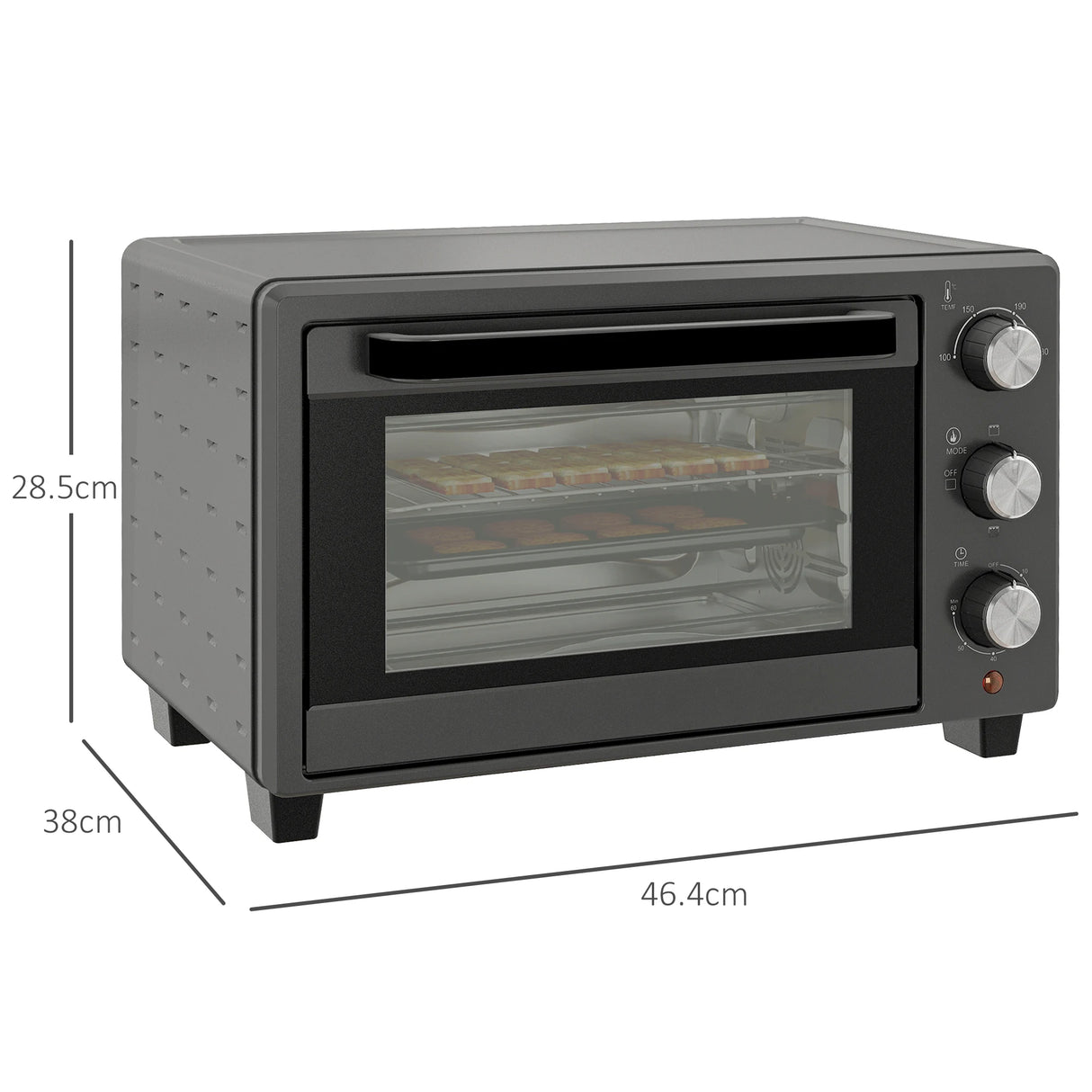 HOMCOM 21L Mini Countertop Oven, 100C-230C Adjustable Temp - Grey