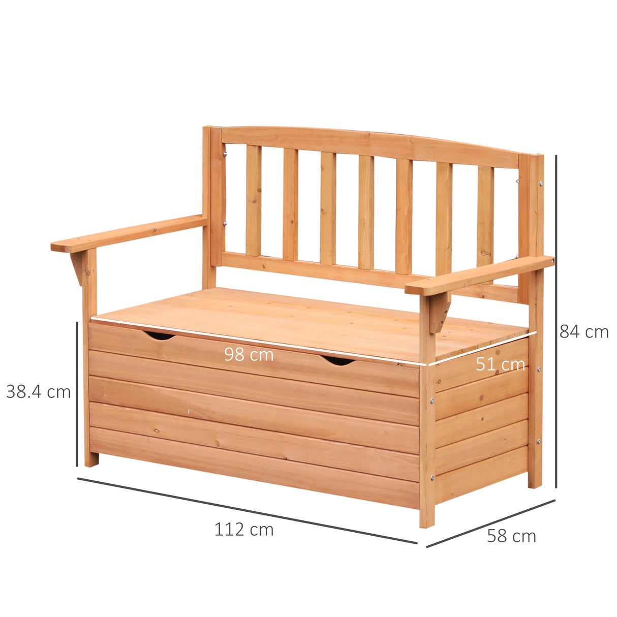 Outsunny Two-Seater Garden Storage Bench - Natural