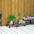 Outsunny 2 Pack Plant Caddy with Wheels, 30 cm Square Wooden Plant Pot Trolley, Pot Caddy for Outdoor Patios, Decks and Indoors, Dark Brown