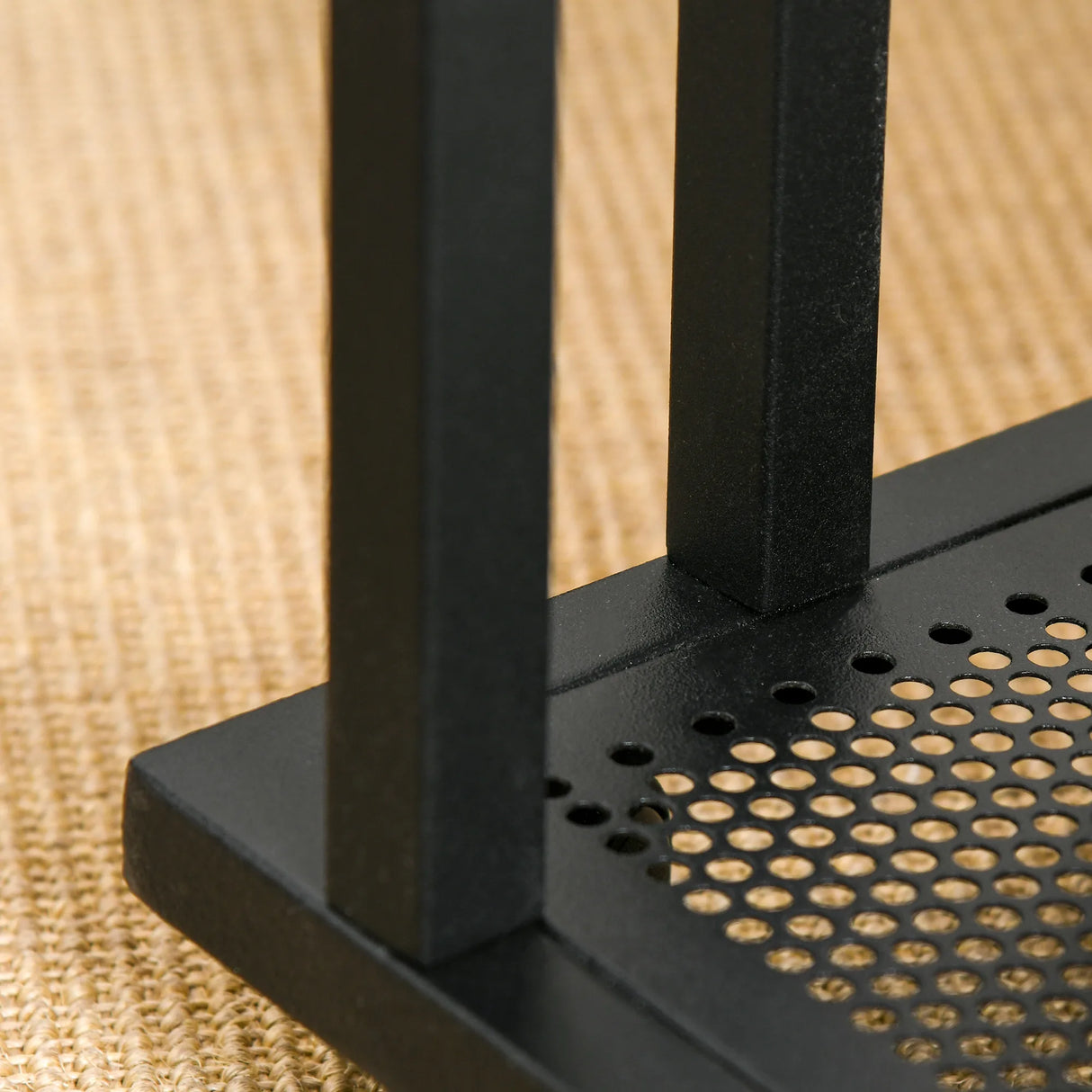 HOMCOM C Shaped Side Table Set of 2 with Wheels, Mobile End Table, Laptop Stand with Metal Frame and Storage Shelf, Rustic Brown