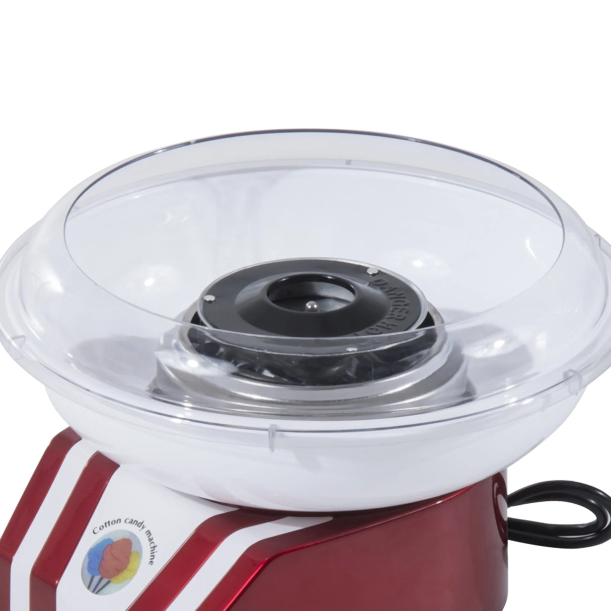 HOMCOM Candy Floss Machine for Kids & Adults, 550W Retro Cotton Maker for Sugar or Candies, Including 10 Candyfloss Sticks, Non-Slip Base, Red & White