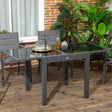 Outsunny Extending Garden Table, Outdoor Dining Table with Aluminium Frame and Tempered Glass Tabletop, 80/160 x 80 x 75 cm, Black