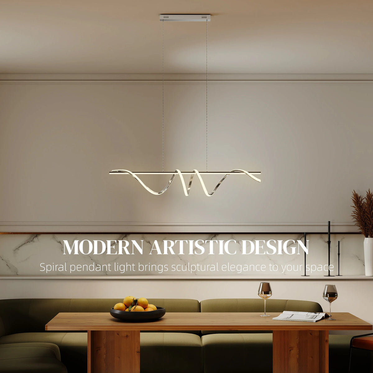 HOMCOM Pendant Light with 3 Colour Temperatures - Silver Tone