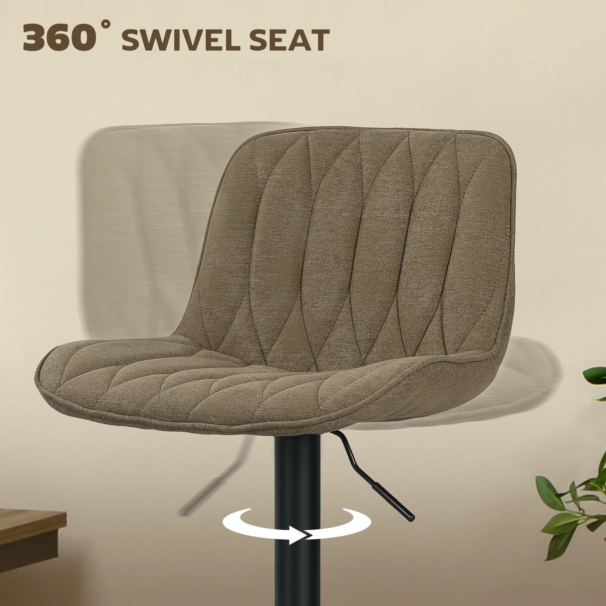 HOMCOM Set of Two Linen-Look Bar Stools - Brown