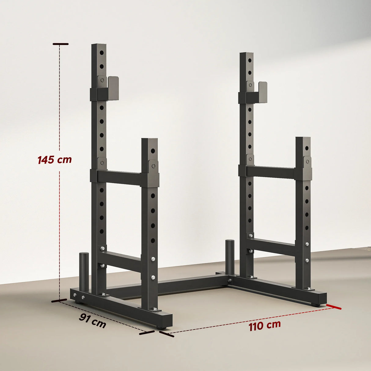SPORTNOW Adjustable Squat Rack with Plate Holders, 300 kg Load
