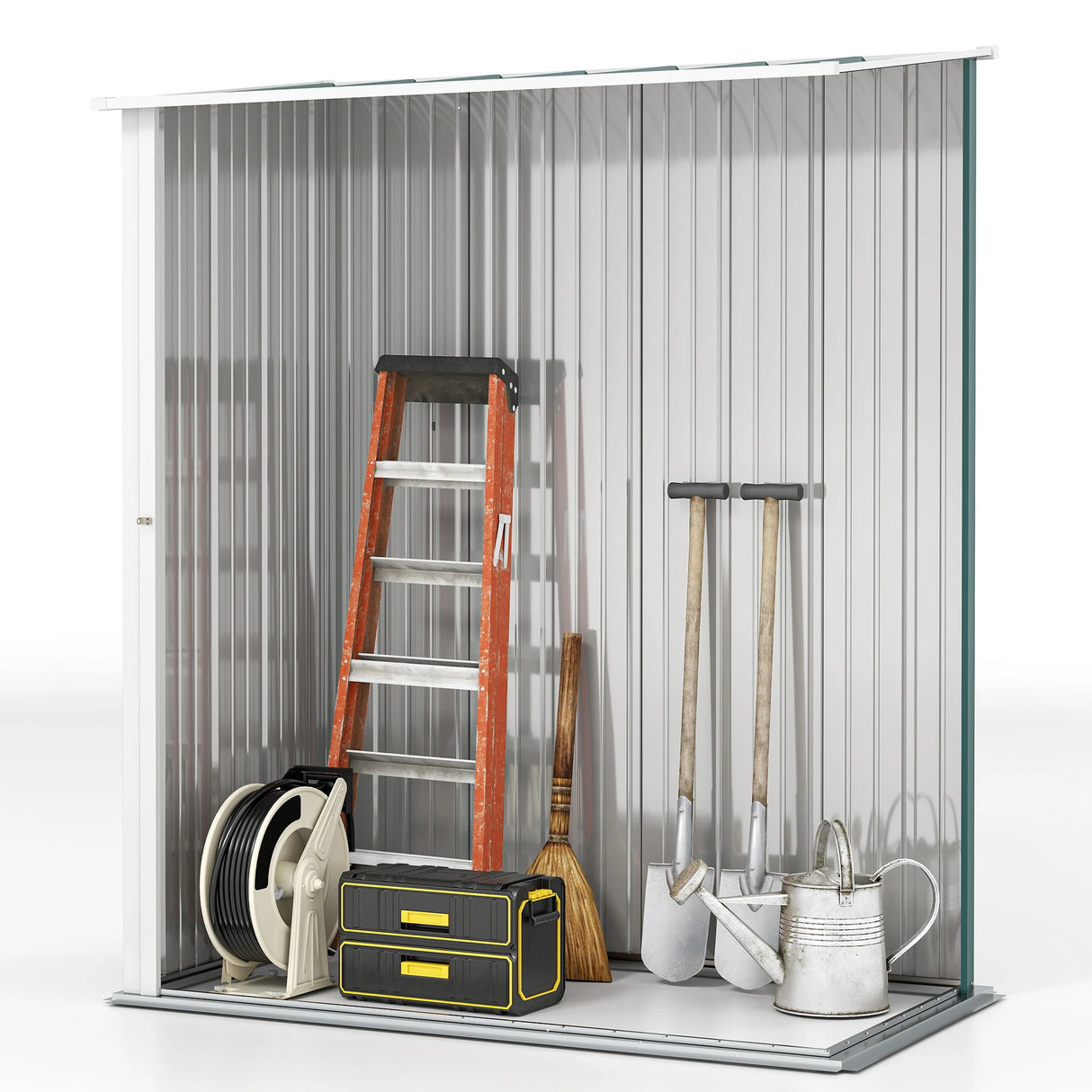 Outsunny 5.3 x 3.1ft Corrugated Steel Garden Shed - Green